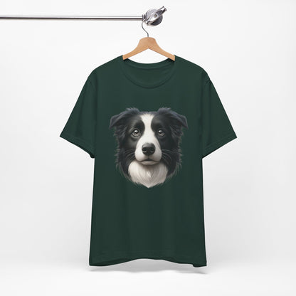 Border Collie Black & White Realistic Graphic Tee