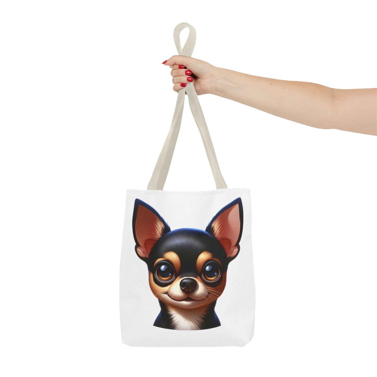 Chihuahua Black & Tan Smooth Coat Cartoon Illustration Tote Bag