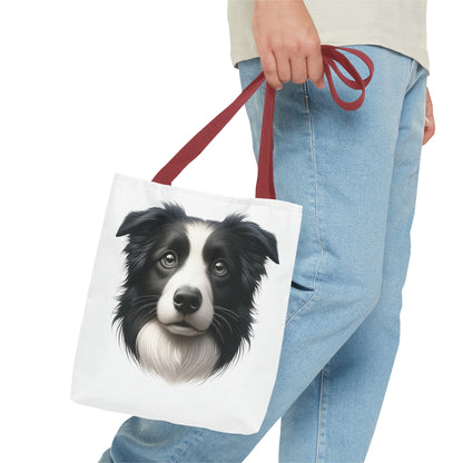 Border Collie Black & White Realistic Illustration Tote Bag