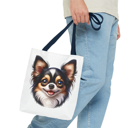 Chihuahua Tricolor Long Coat Cartoon Illustration Tote Bag