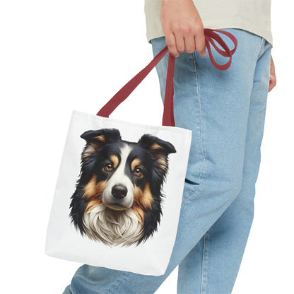 Australian Shepherd Black Tri Realistic Illustration Tote Bag