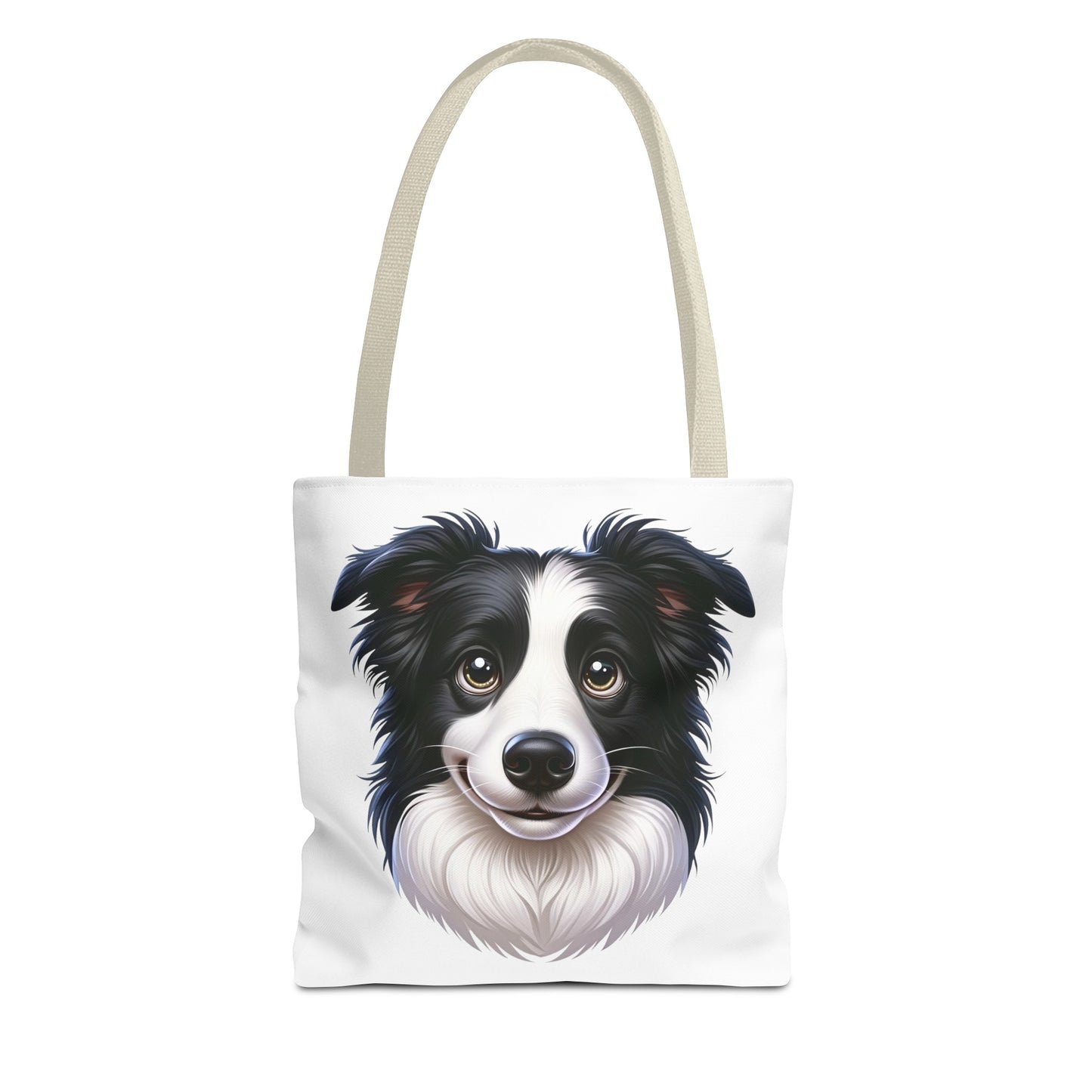 Border Collie Black & White Cartoon Illustration Tote Bag