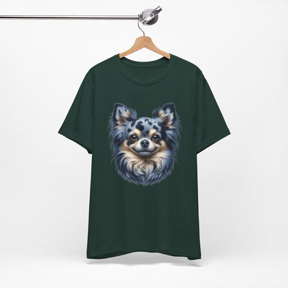Chihuahua Blue Merle Pattern Long Coat Realistic Graphic Tee
