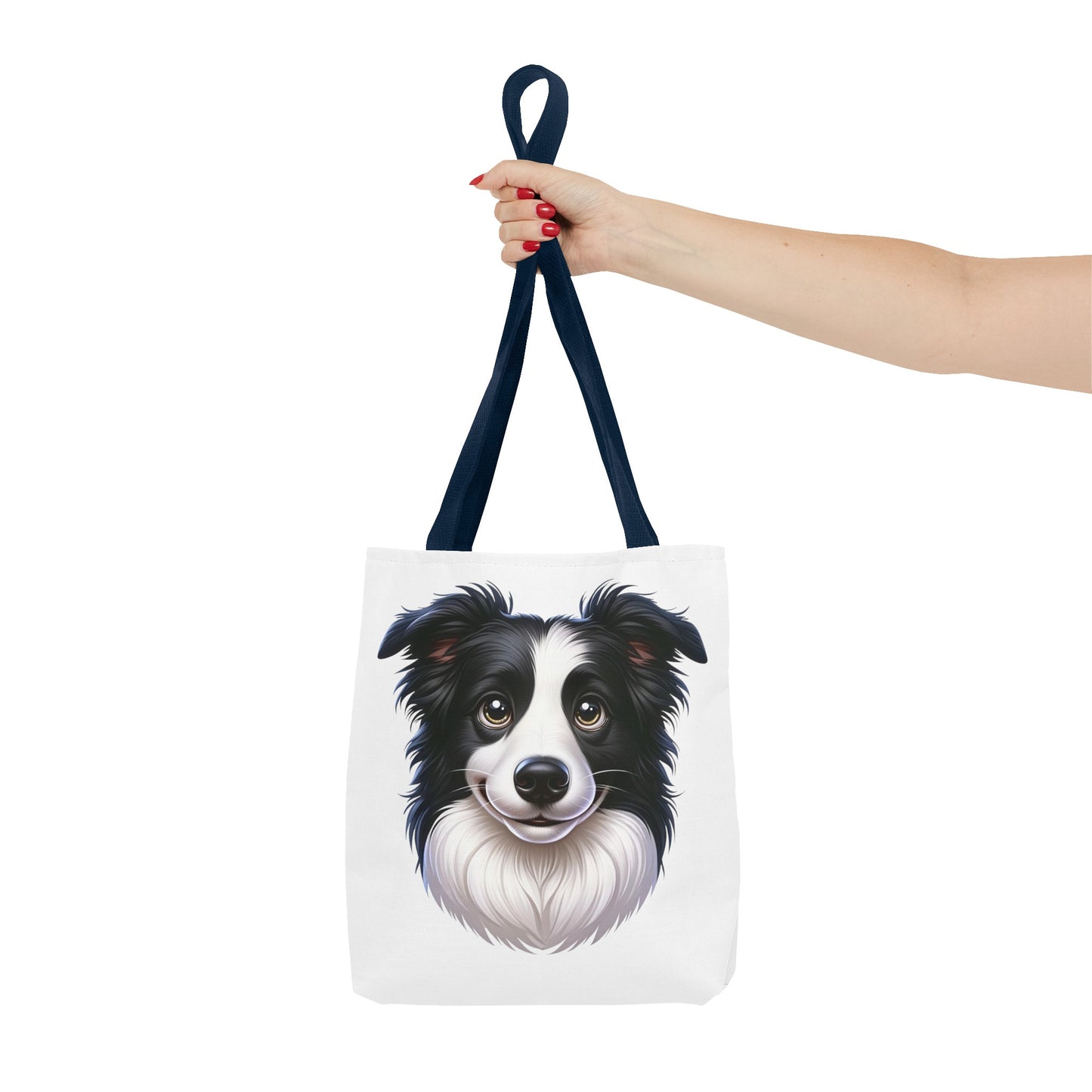 Border Collie Black & White Cartoon Illustration Tote Bag