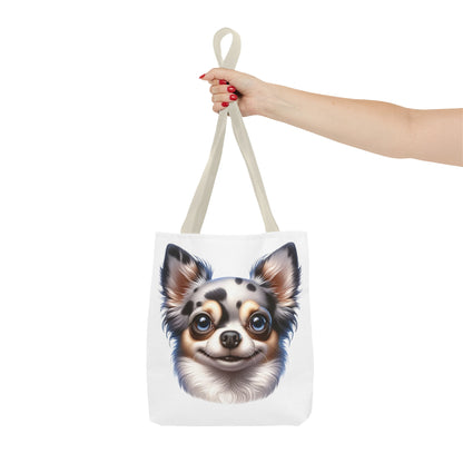 Chihuahua Blue Merle Pattern Long Coat Cartoon Illustration Tote Bag