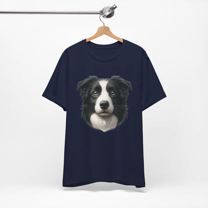 Border Collie Black & White Realistic Graphic Tee