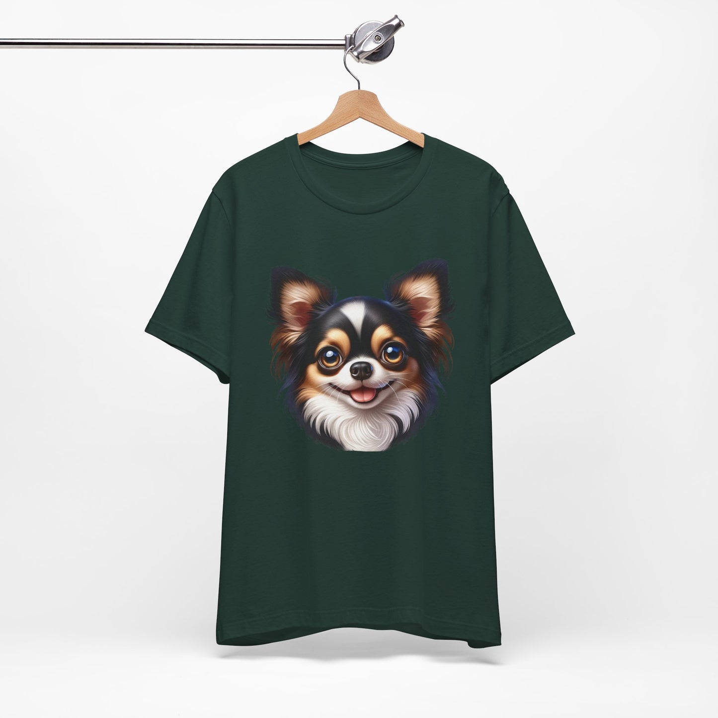 Chihuahua Tricolor Long Coat Cartoon Graphic Tee