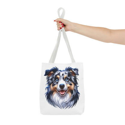 Australian Shepherd Blue Merle Cartoon Illustration Tote Bag