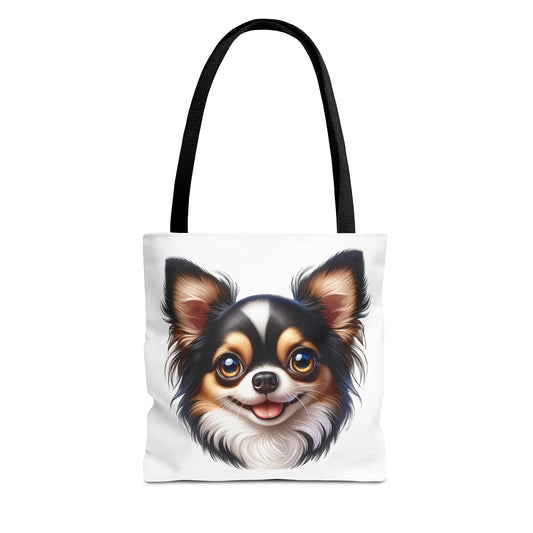 Chihuahua Tricolor Long Coat Cartoon Illustration Tote Bag