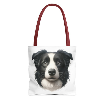 Border Collie Black & White Realistic Illustration Tote Bag