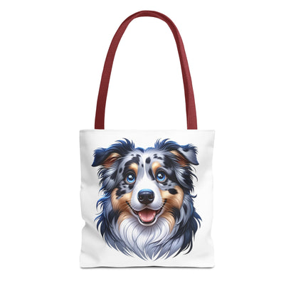 Australian Shepherd Blue Merle Cartoon Illustration Tote Bag