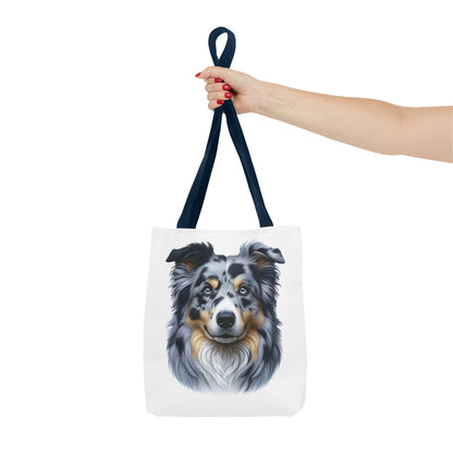 Australian Shepherd Blue Merle Realistic Illustration Tote Bag