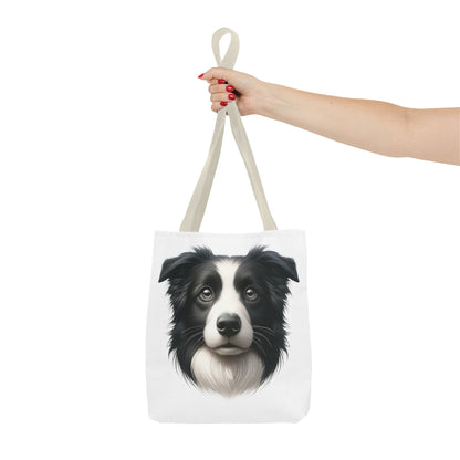 Border Collie Black & White Realistic Illustration Tote Bag