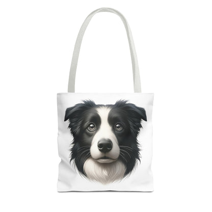 Border Collie Black & White Realistic Illustration Tote Bag