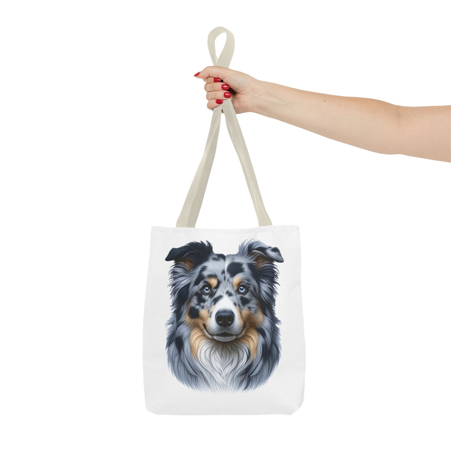 Australian Shepherd Blue Merle Realistic Illustration Tote Bag