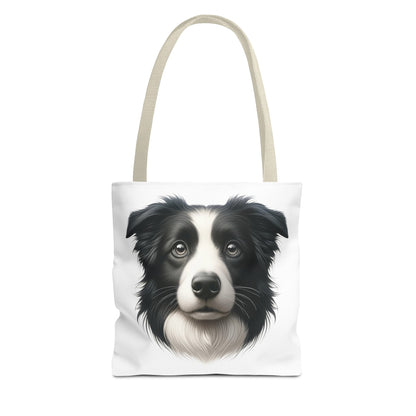 Border Collie Black & White Realistic Illustration Tote Bag