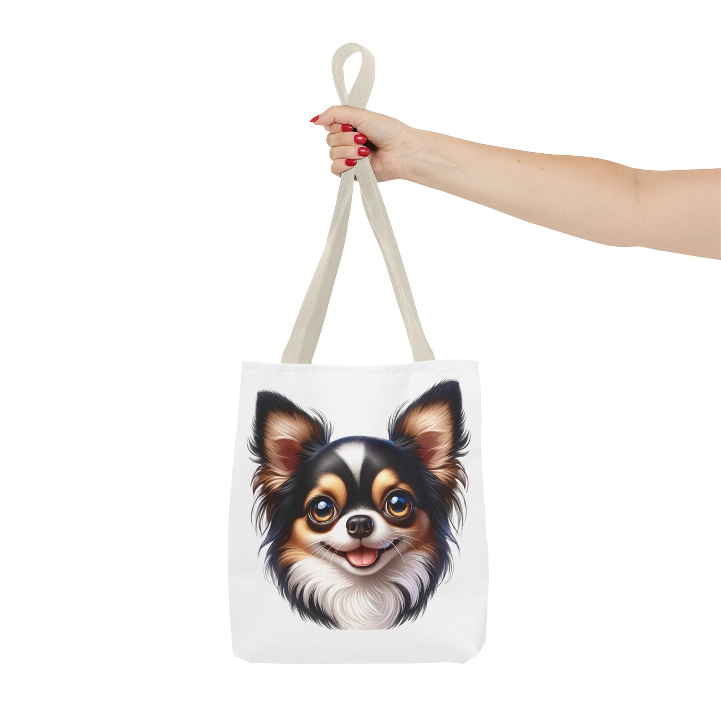 Chihuahua Tricolor Long Coat Cartoon Illustration Tote Bag