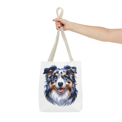 Australian Shepherd Blue Merle Cartoon Illustration Tote Bag