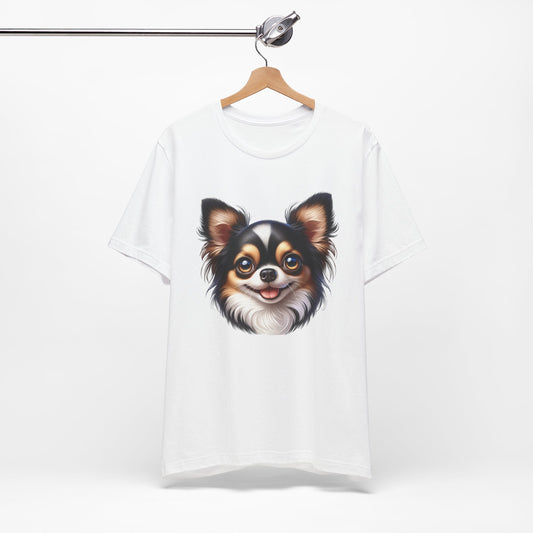 Chihuahua Tricolor Long Coat Cartoon Graphic Tee