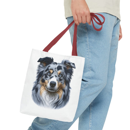 Australian Shepherd Blue Merle Realistic Illustration Tote Bag