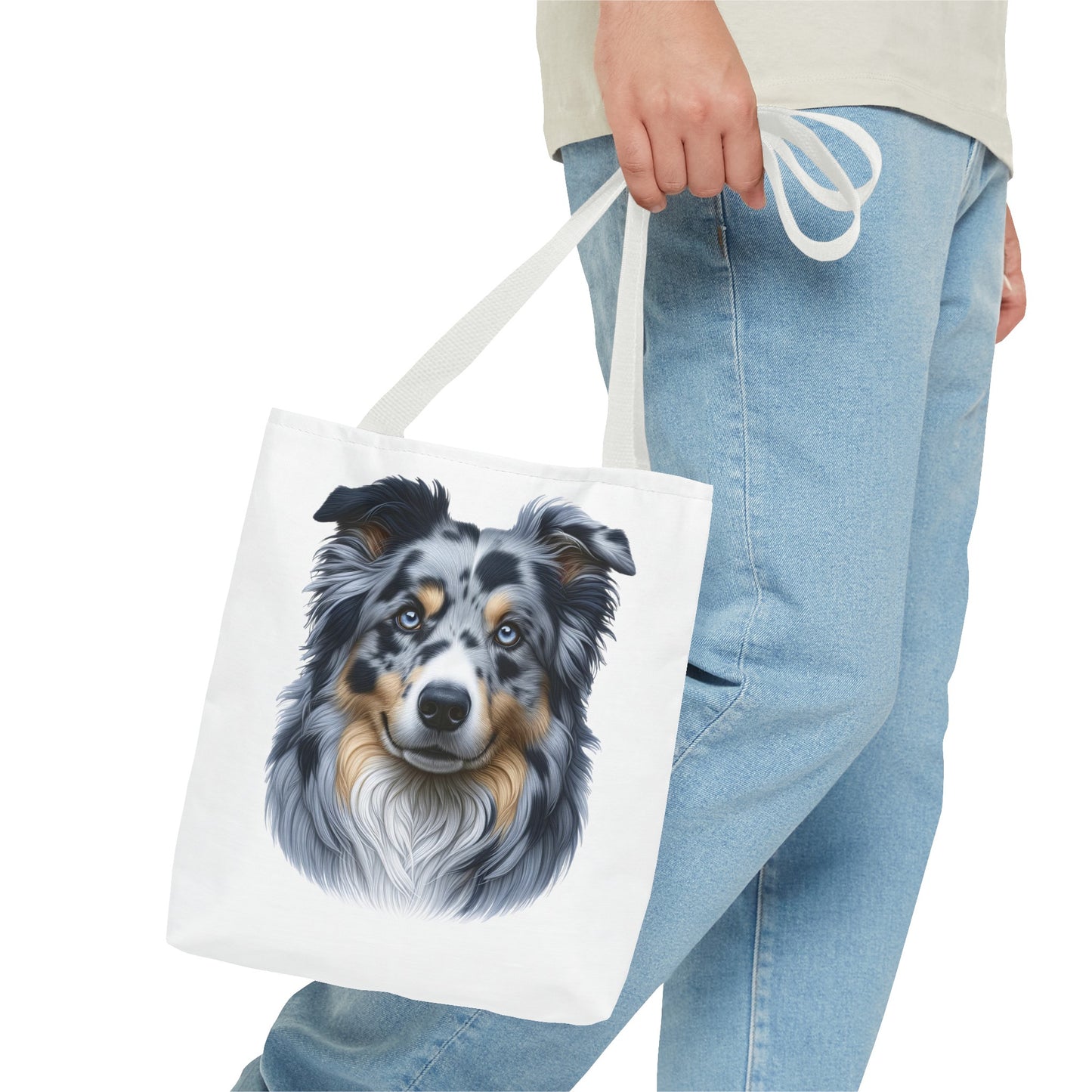 Australian Shepherd Blue Merle Realistic Illustration Tote Bag