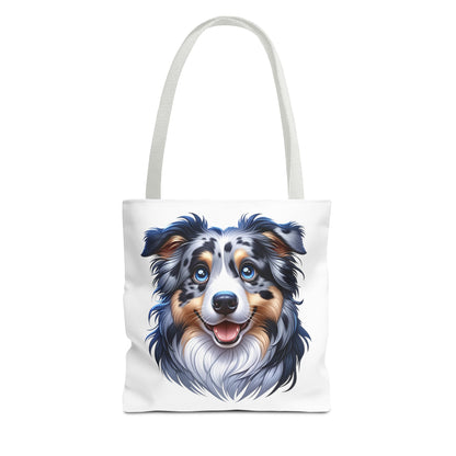 Australian Shepherd Blue Merle Cartoon Illustration Tote Bag