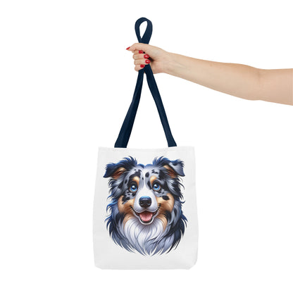 Australian Shepherd Blue Merle Cartoon Illustration Tote Bag