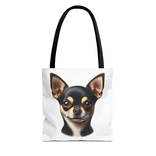 Chihuahua Black & Tan Smooth Coat Realistic Illustration Tote Bag