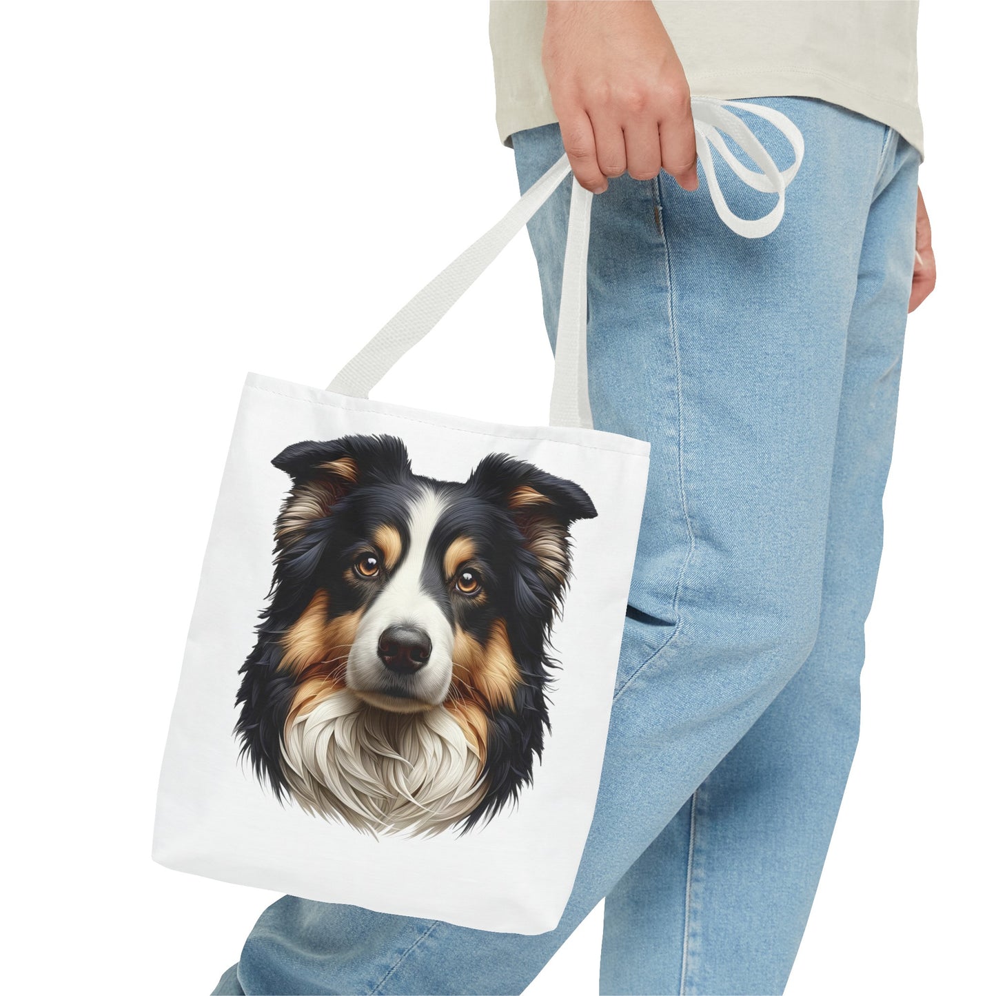 Australian Shepherd Black Tri Realistic Illustration Tote Bag