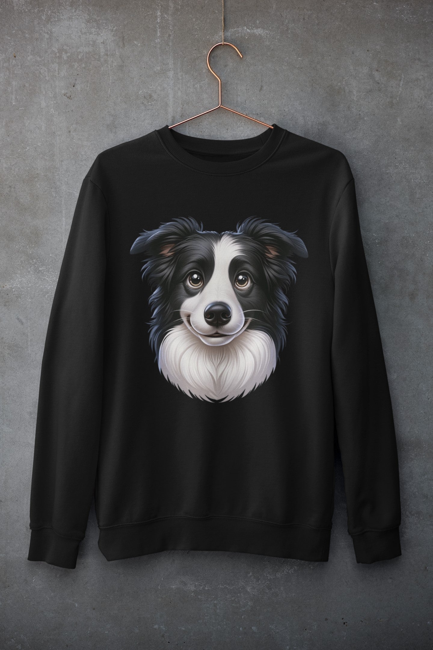 Border Collie Black & White Cartoon Design Crewneck Sweatshirt