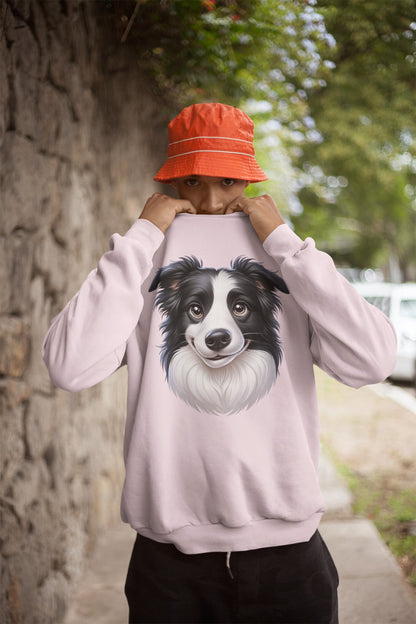 Border Collie Black & White Cartoon Design Crewneck Sweatshirt