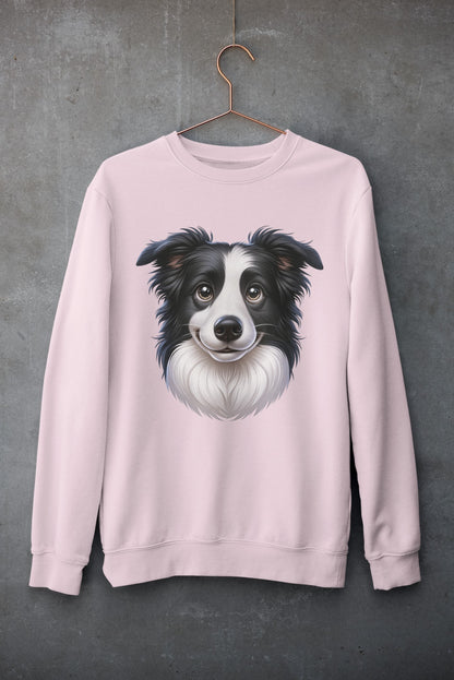 Border Collie Black & White Cartoon Design Crewneck Sweatshirt