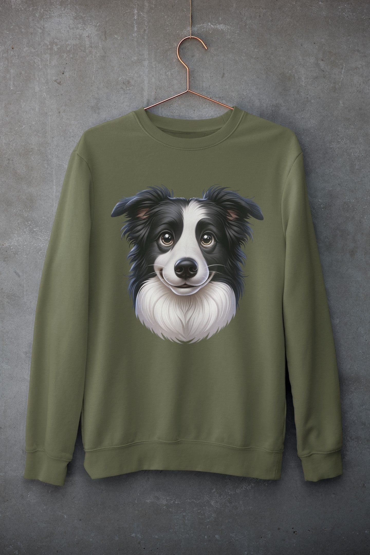 Border Collie Black & White Cartoon Design Crewneck Sweatshirt