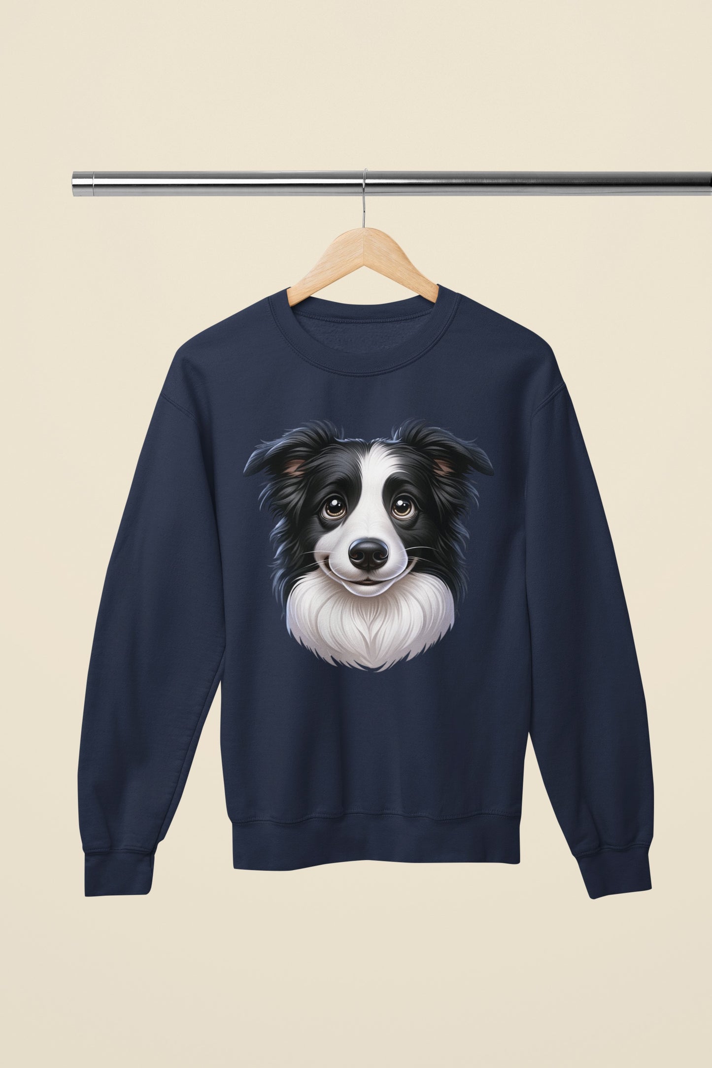 Border Collie Black & White Cartoon Design Crewneck Sweatshirt