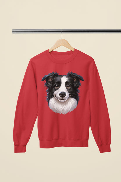 Border Collie Black & White Cartoon Design Crewneck Sweatshirt