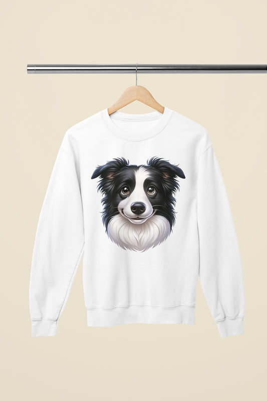 Border Collie Black & White Cartoon Design Crewneck Sweatshirt