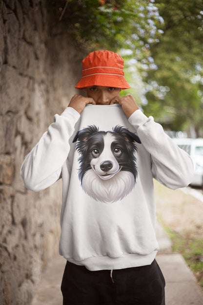 Border Collie Black & White Cartoon Design Crewneck Sweatshirt