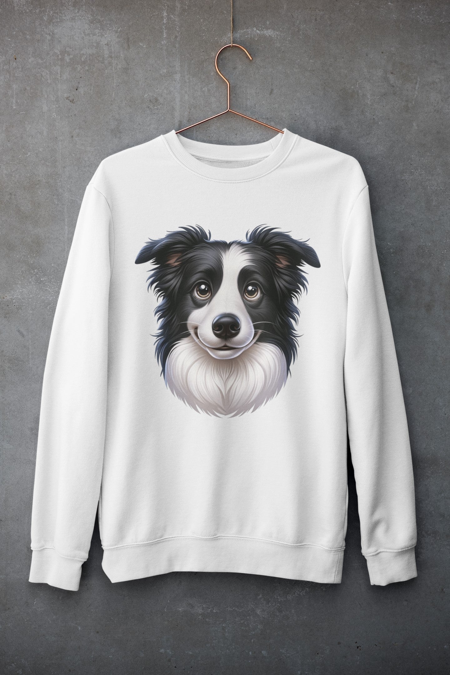 Border Collie Black & White Cartoon Design Crewneck Sweatshirt