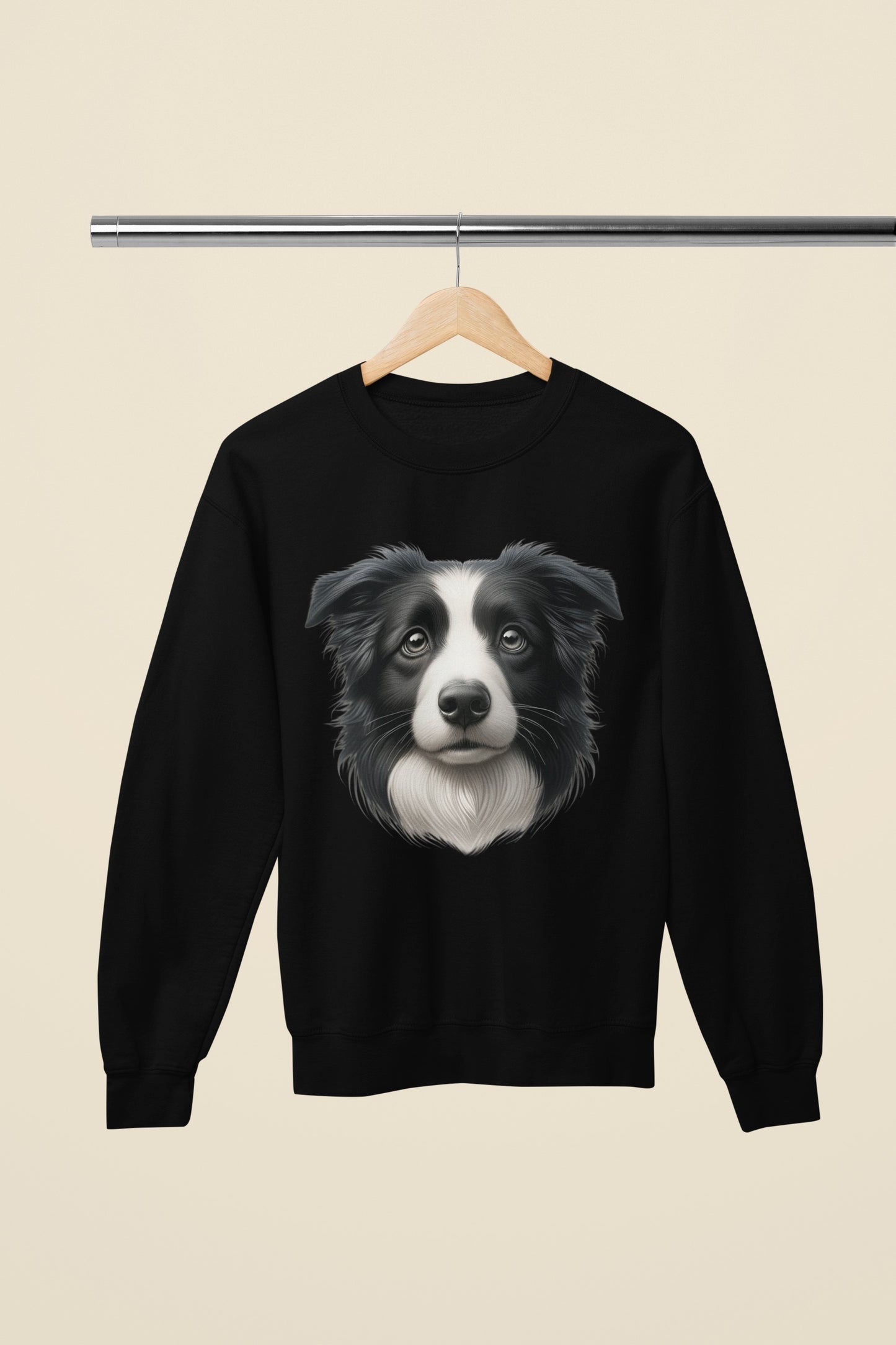 Border Collie Black & White Realistic Design Crewneck Sweatshirt