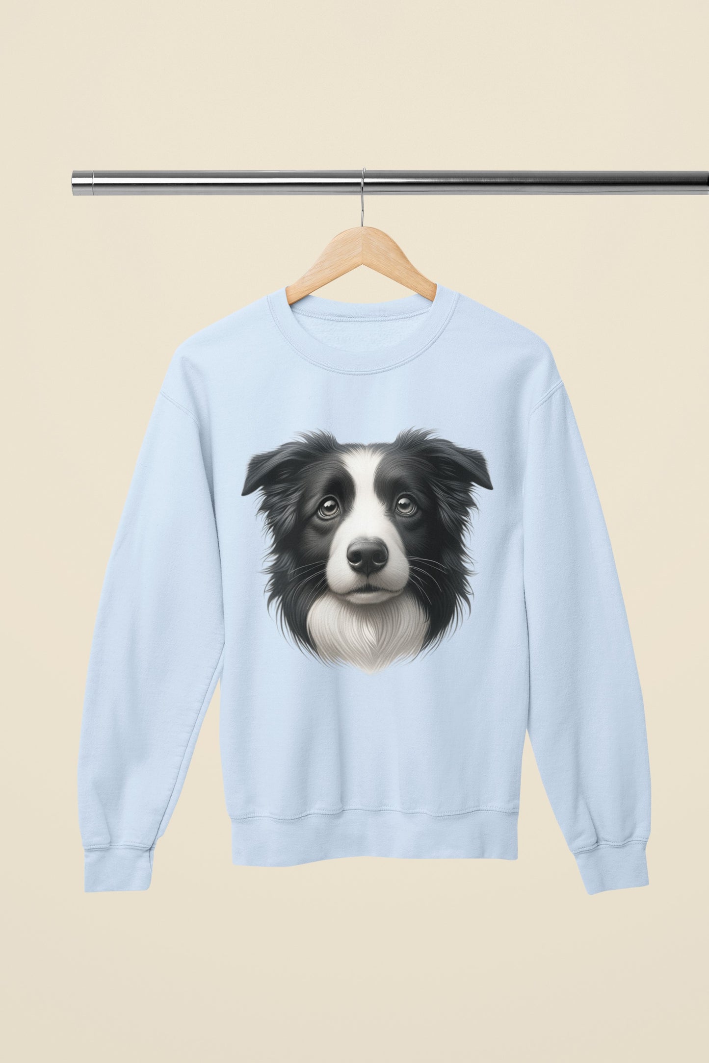 Border Collie Black & White Realistic Design Crewneck Sweatshirt