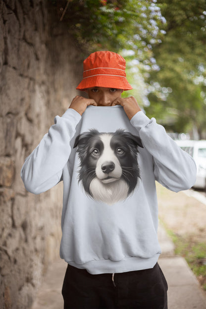 Border Collie Black & White Realistic Design Crewneck Sweatshirt