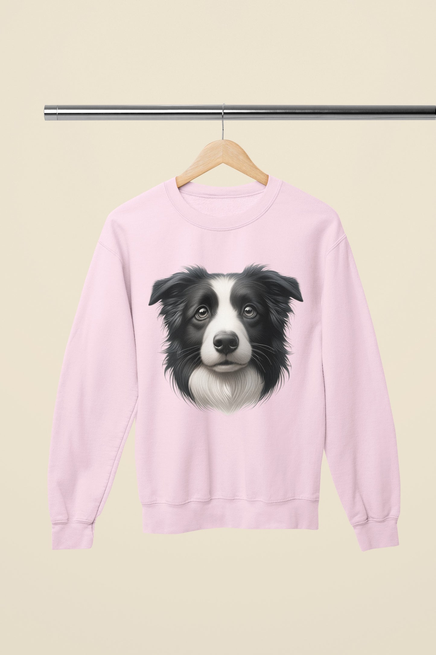 Border Collie Black & White Realistic Design Crewneck Sweatshirt