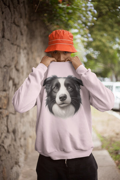 Border Collie Black & White Realistic Design Crewneck Sweatshirt