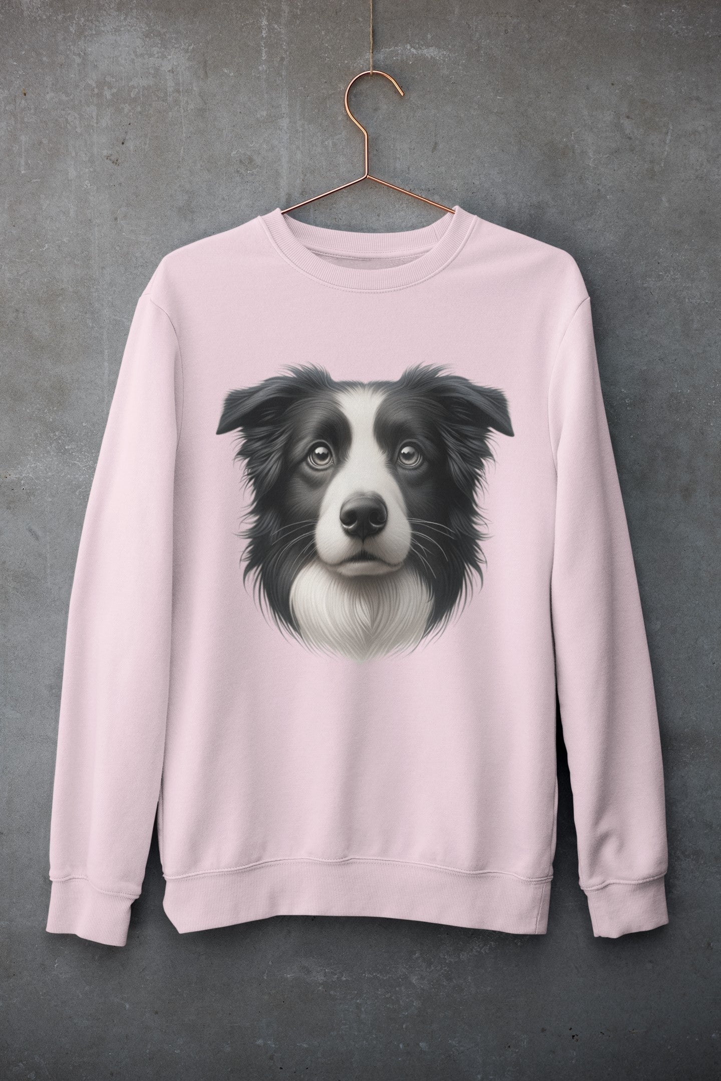 Border Collie Black & White Realistic Design Crewneck Sweatshirt