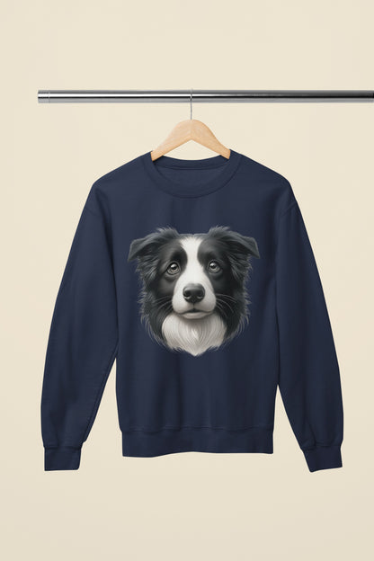 Border Collie Black & White Realistic Design Crewneck Sweatshirt