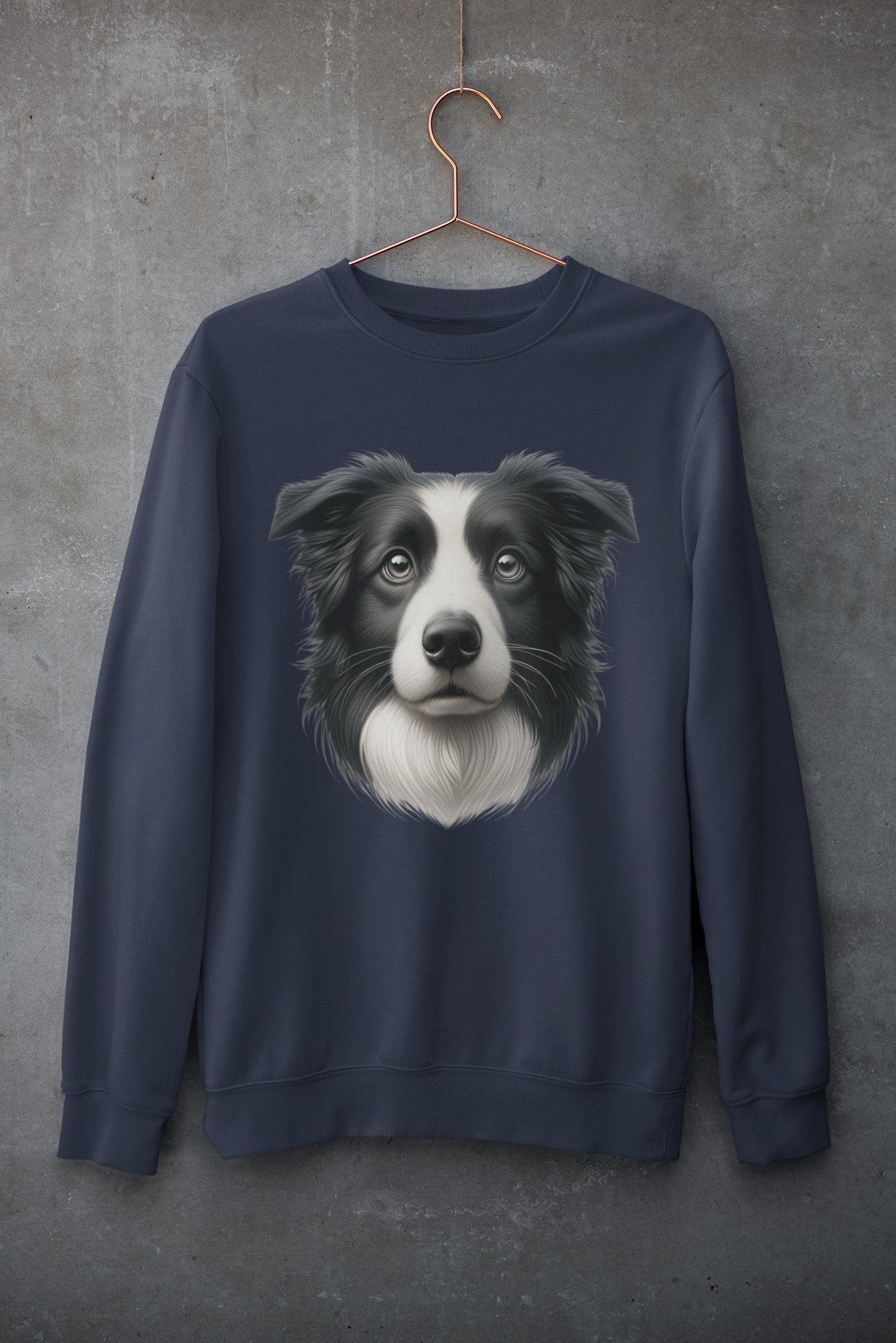 Border Collie Black & White Realistic Design Crewneck Sweatshirt