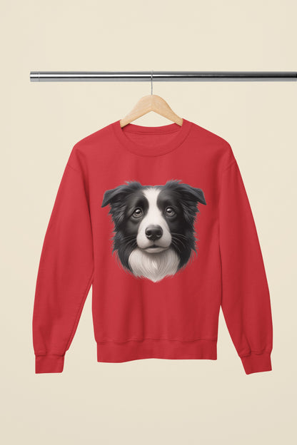 Border Collie Black & White Realistic Design Crewneck Sweatshirt