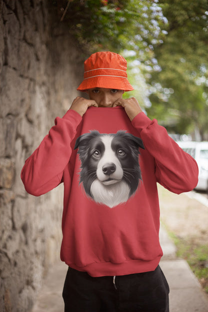 Border Collie Black & White Realistic Design Crewneck Sweatshirt