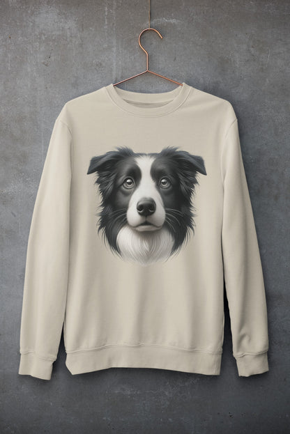 Border Collie Black & White Realistic Design Crewneck Sweatshirt