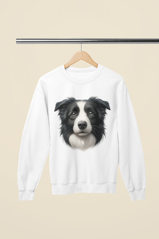 Border Collie Black & White Realistic Design Crewneck Sweatshirt